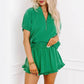 🔥LAST DAY SALE - 49% OFF🎁 Women's 2-Piece Outfits Zip T-Shirt & Frill Hem Shorts