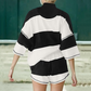 🌴Summer Specials 60% Off💗Women’s Striped Half Zip Tops ＆ Shorts Two-Piece Set