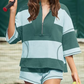 🌴Summer Specials 60% Off💗Women’s Striped Half Zip Tops ＆ Shorts Two-Piece Set
