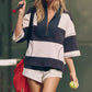 🌴Summer Specials 60% Off💗Women’s Striped Half Zip Tops ＆ Shorts Two-Piece Set