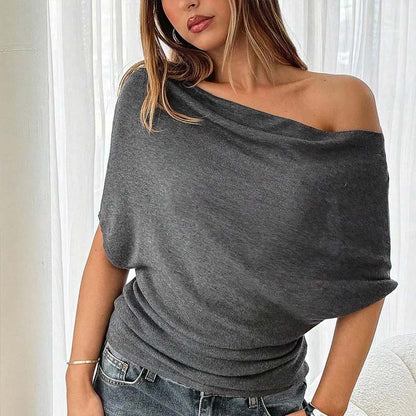 ✨Last Day Special Price £13.99!!💥Women's Asymmetrical Off-Shoulder Batwing Sleeve Top👚