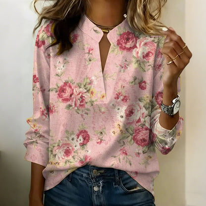 📢📢✨Last Day Special Price £13.99!!💥⏰ Women's Floral Print V-Neck Blouse