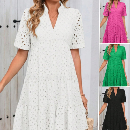 💜 LAST DAY PROMOTION - 50%OFF 💜 Women's V-Neck A-Line Cutout Printed Dress