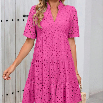 💜 LAST DAY PROMOTION - 50%OFF 💜 Women's V-Neck A-Line Cutout Printed Dress
