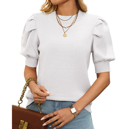 👗Hot Promotion 49% OFF💥Women's Solid Color Puff Sleeve Knit Top