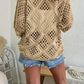 💥Hot Sales-50% OFF🔥Womens Bohemian-Inspired Beige Crochet Top with V-Neck