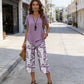 👗 LIMITED TIME: 50% OFF! 🔥Casual Round Neck Layered Tunic Top and Wide Leg Pants Set, Breathable Polyester ✨
