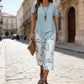 👗 LIMITED TIME: 50% OFF! 🔥Casual Round Neck Layered Tunic Top and Wide Leg Pants Set, Breathable Polyester ✨