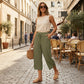 👖50% OFF NOW!🌿Ribbed Wide-Leg Capri Pants – Elastic Waist, Comfortable Fit & Perfect for Daily Wear ✨