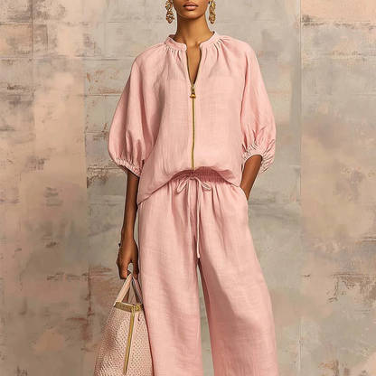 📢📢35% OFF !! ⏰Women's Solid Color 2-Piece Casual Tracksuit Set